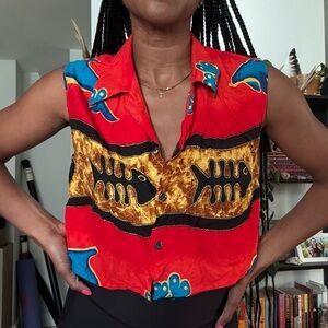 Colorful Fish Print Shirt